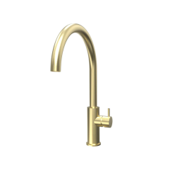 Waterevolution Flow kitchen mixer tap with round swivel spout light gold T158UWGE