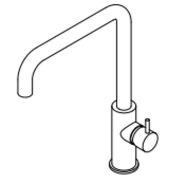 Waterevolution Flow kitchen faucet with angled swivel spout copper T158HCPE