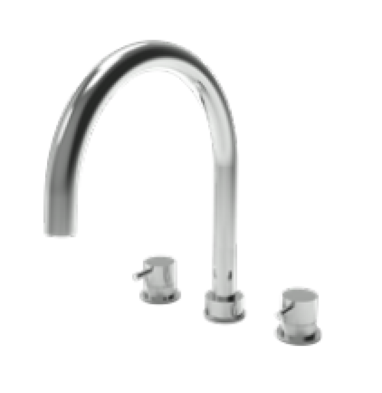 WaterEvolution Flow 3-hole kitchen mixer tap with swivel spout and filtered water connection in light gold T152UWGE