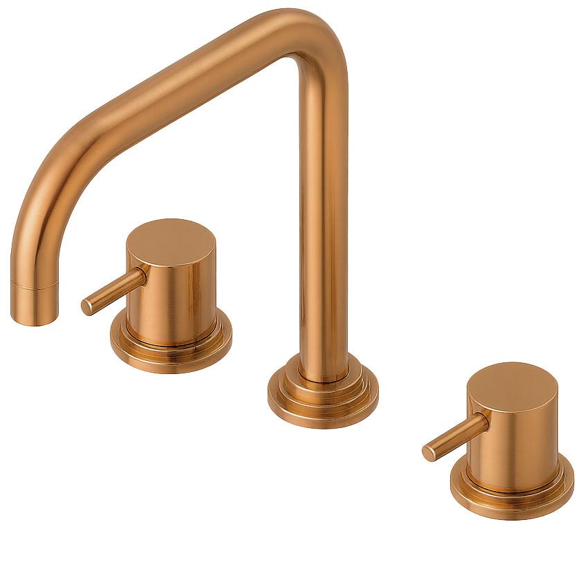 Waterevolution Flow 3-hole angled kitchen faucet with swivel spout and filtered water connection copper T152HCPE - Productafbeelding