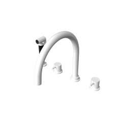 Waterevolution Flow 4-hole kitchen mixer tap with pull-out spray white T153UBR