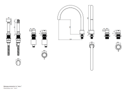 Waterevolution Flow 4-hole kitchen mixer tap with pull-out spray copper T153UCPE