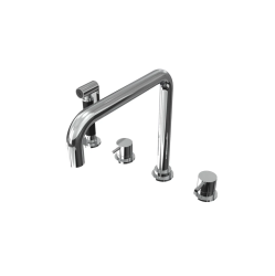 Waterevolution Flow 4-hole angled kitchen mixer tap with pull-out spray chrome T153H01