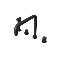 Waterevolution Flow 4-hole angled kitchen mixer tap with pull-out sprayer black T153HPR