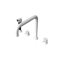 Waterevolution Flow 4-hole angled kitchen mixer tap with pull-out spray white T153HBR