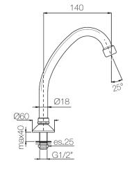 PB Pedal Line faucet spout chrome for countertop or washbasin top 1208969771