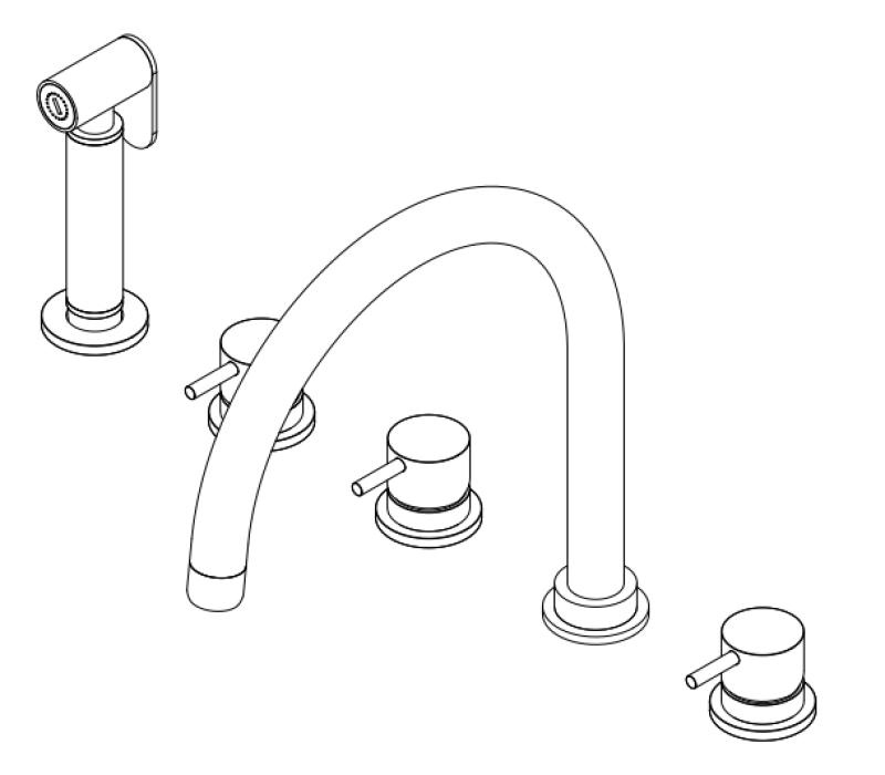 Waterevolution Flow 5-hole kitchen faucet with pull-out sprayer and filtered water connection white T154UBR