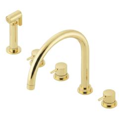 Waterevolution Flow 5-hole kitchen mixer tap with pull-out spray and filtered water connection light gold T154UWGE