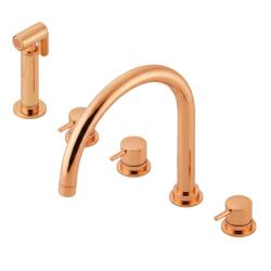 Waterevolution Flow 5-hole kitchen mixer tap with pull-out spray and filtered water connection copper T154UCPE