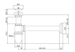 PB Unix classic cup siphon metal chrome with drain set 1208969782