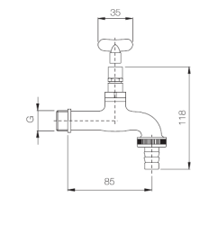 PB Garden Sandblasted Yellow Tap with Garden Hose Connection and Pull-Out Key 1208969786