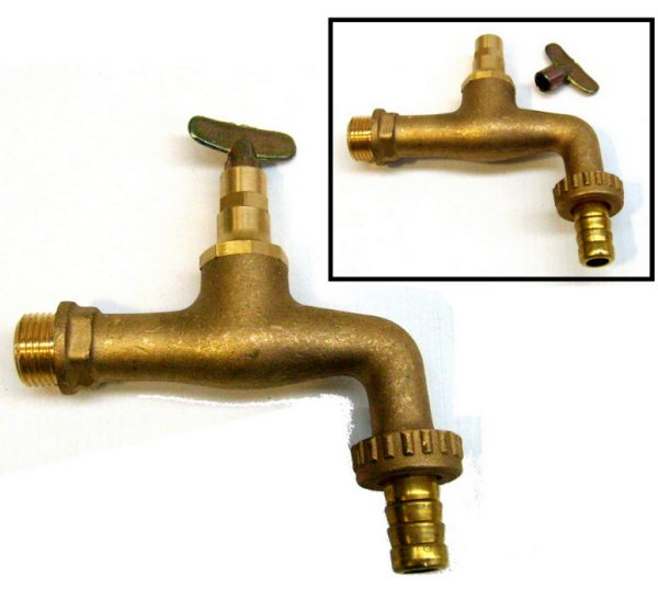 PB Garden Sandblasted Yellow Tap with Garden Hose Connection and Pull-Out Key 1208969786