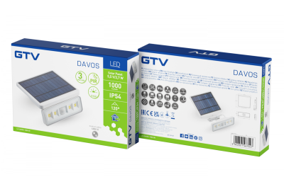 Solar luminaire with motion and dusk detector DAVOS, LED, 1000lm, 4000K, 2000mAh, IP54, white