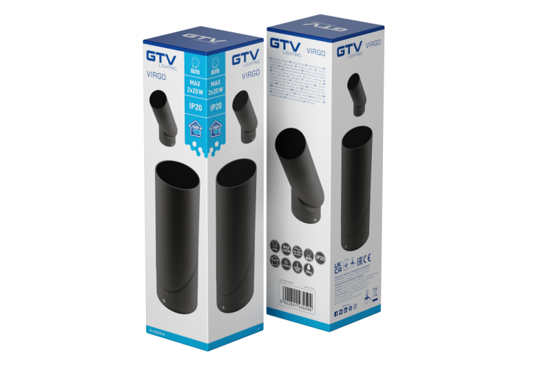 Ceiling luminaire VIRGO, max. 250V, 50/60Hz, 57x152mm, IP20, max. 20W, Round, Black