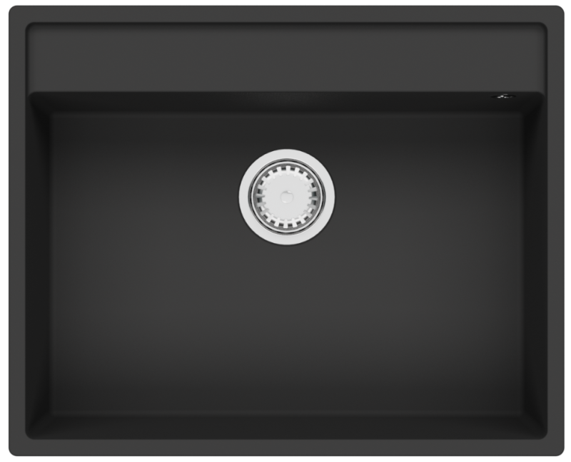 GraniteMy Bremen Granite Sink 64x52 cm Black – Top Mount, Undermount, and Flush Mount with Tap Hole Deck and Stainless Steel Plug 1208969992