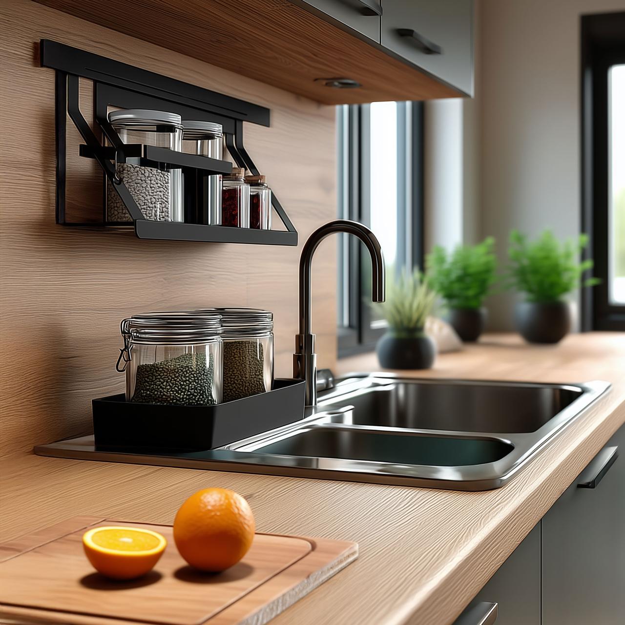 Epka Luxion Set Kitchen Rails 60 cm with Accessories Metal with Concealed Mounting Black 1208969993 - Productafbeelding 2