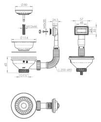 Granitemy Sink Plug Set White, Drain Set for Sink including Rectangular Overflow – 1208970005