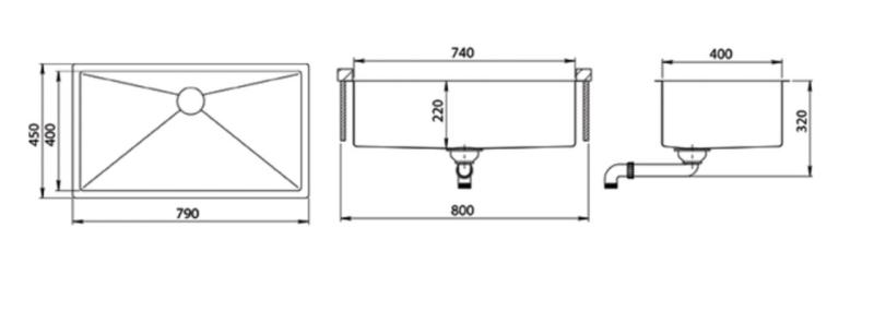 Ausmann Mosel gun metal large sink stainless steel - PVD gun metal 74x40 universal 1208970024