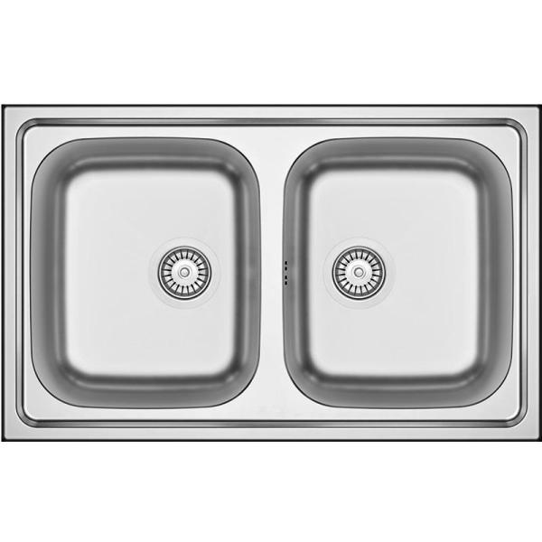 Sure! The translation of the text to English is: "Banka Centurio 20 Stainless Steel Double Sink Surface-mounted 80x50cm 1208970026".