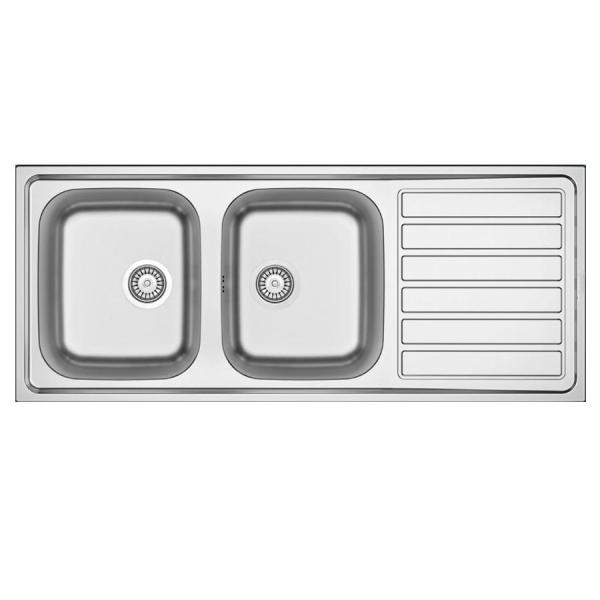 Banka Centurio 120 Stainless Steel Double Sink Surface-Mounted 120x50cm with Draining Area 1208970029