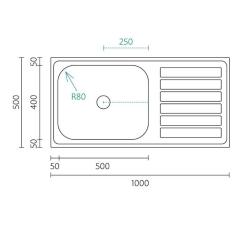 Translation: Banka Centurio 100-50 Stainless Steel Sink top mount 100x50cm with Draining Area 1208970030