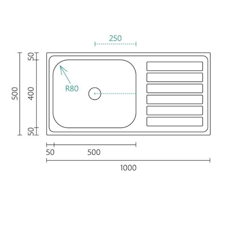 Banka Centurio 100-50 Stainless Steel Sink, surface-mounted, 100x50cm with drainer 1208970030
