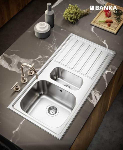 Banka Centurio 100-15 Stainless Steel 1.5 Built-in Sink 100 x 50cm with Draining Area 1208970035