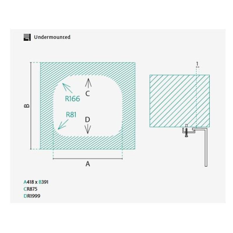 Banka Denver Stainless Steel Sink 41 x 41 cm Under-counter 1208970049