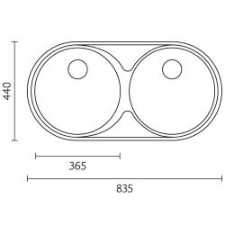 Banka Andalucia Stainless Steel Double Sink 835 x 440 cm Surface-Mount and Flush-Mount 1208970050
