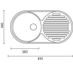 Banka Galicia Stainless Steel Sink with Draining Board 835 x 440 mm 1208970053