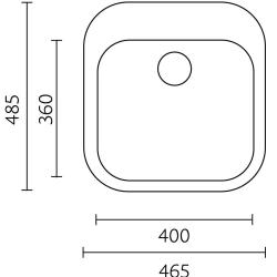 Translation: Banka Orlando Stainless Steel Sink 465 x 485 mm Surface-mounted with Tap Hole 1208970058