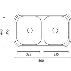 Sure, here is the translation of the text into English: "Banka Diplomat Stainless Steel Double Sink Surface-Mount 80x44 cm 1208970059".