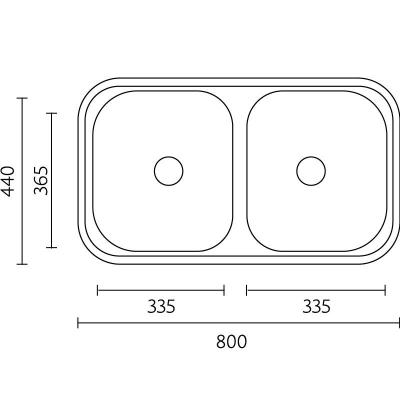 Banka Diplomat stainless steel double sink, surface mounted, 80x44 cm 1208970059