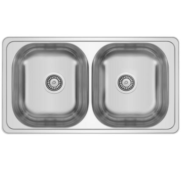 Sure, here is the translation of the text into English: "Banka Diplomat Stainless Steel Double Sink Surface-Mount 80x44 cm 1208970059".