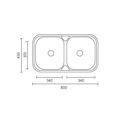 Halifax RVS Double Sink Built-in 80x45 cm 1208970060