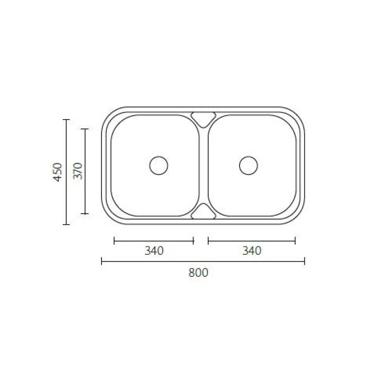 Halifax RVS Double Sink Built-in 80x45 cm 1208970060