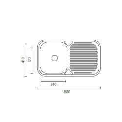 Translation: Banka Regent Stainless Steel Sink Top Mount 80x45 cm with Draining Area 1208970061