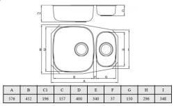 Translation: Banka Alaska Stainless Steel 1.5 Undermount Sink 524 x 400 mm 1208970064