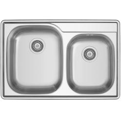 Banka Princess Stainless Steel Double Sink Surface-Mounted 84x56 cm with Tap Hole 1208970066