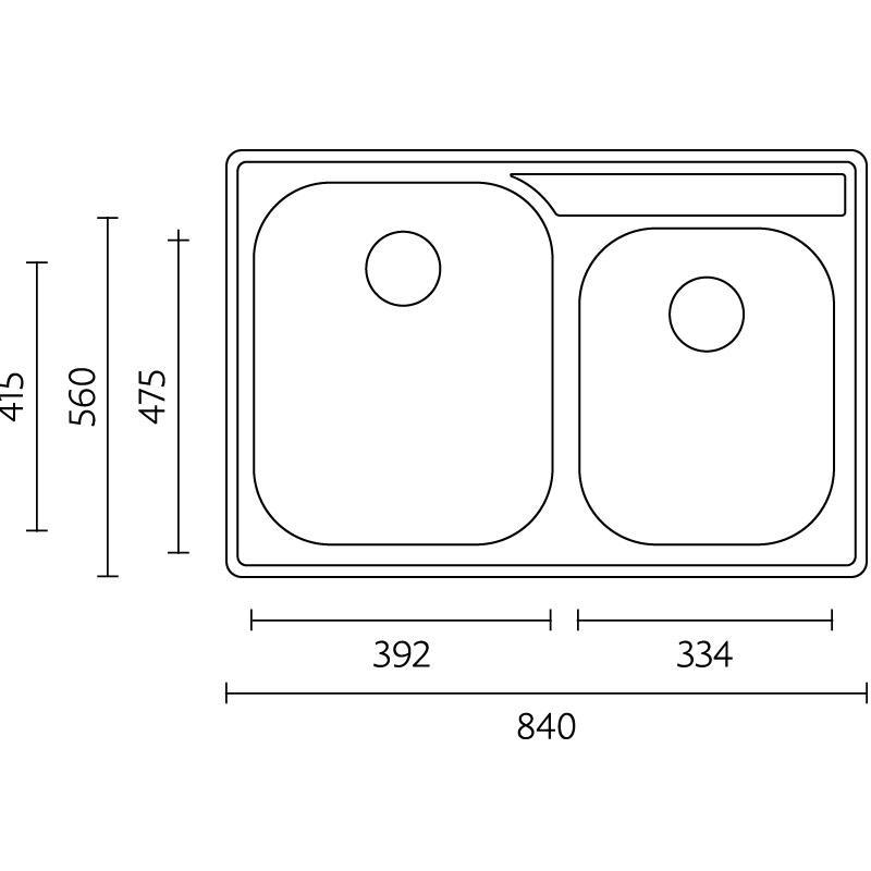 Banka Princess Stainless Steel Double Sink Under-counter 750x475 mm 1208970067