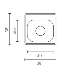 Translation: Banka Detroit Stainless Steel Sink 381 x 381 mm Top-mount with Tap Hole 1208970074