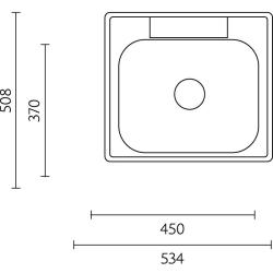 Translation: Banka Detroit Stainless Steel Sink 534 x 508 mm Top Mount with Faucet Hole 1208970075