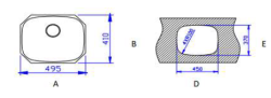 The translation of the given text to English is: Banka Detroit Stainless Steel Sink 450 x 370 mm Undermount 1208970076