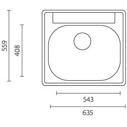 Translation: Banka Detroit Stainless Steel Sink 635 x 559 mm Surface-mounted with faucet hole 1208970077