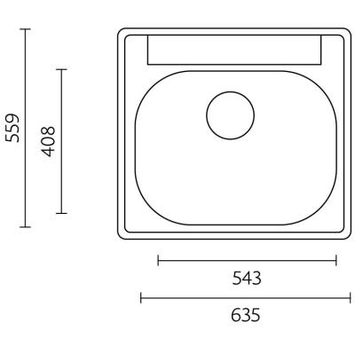 Detroit Stainless Steel Sink 635 x 559 mm Top Mount with Faucet Hole 1208970077