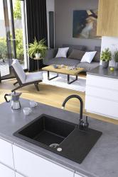 Aquadesign Kensley Granite Countertop Sink Anthracite with Small Draining Area 65 x 44 cm 1208970085