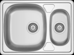 Translation of the text to English: Banka Admiral Stainless Steel 1.5 Undermount Sink 56x40 cm reversible 1208970090