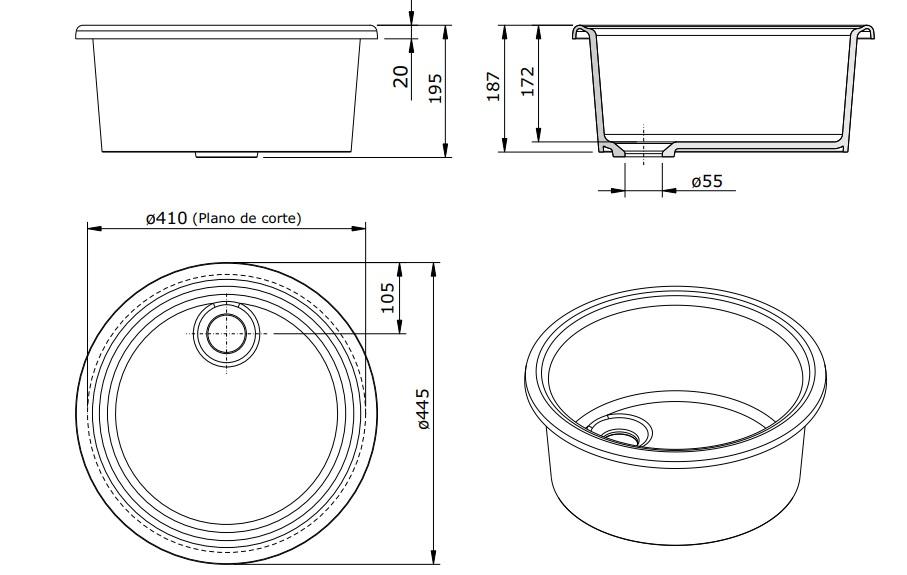 Ausmann Ceramic Brook ceramic white round countertop basin 1208970092