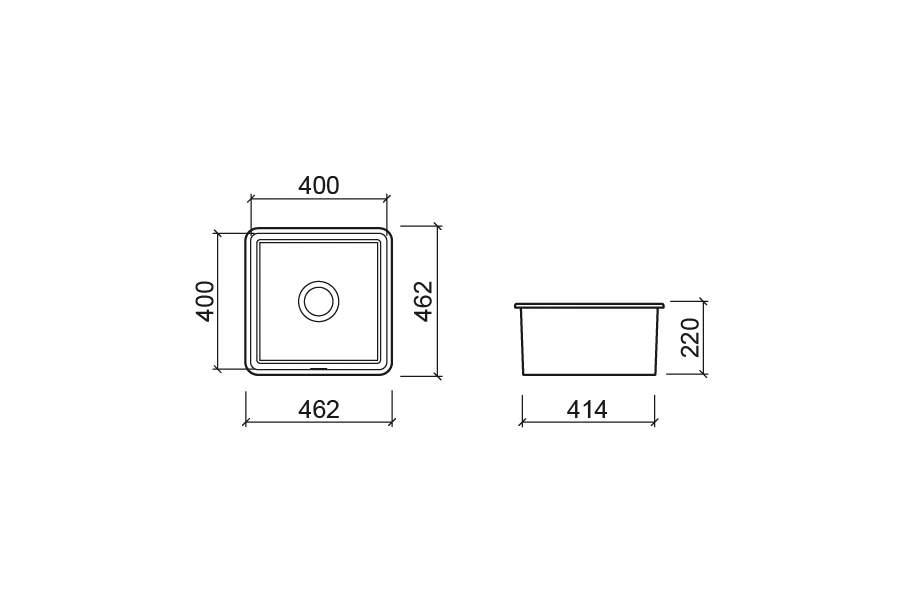 Ausmann Ceramic Ember Ceramic White Square Sink Top-Mount and Undermount 40 x 40 cm 1208970094