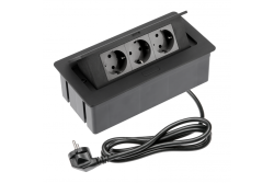 Meubelstopcontact SOFT 3x Schuko-stopcontact, stroomkabel met stekker, zwart.